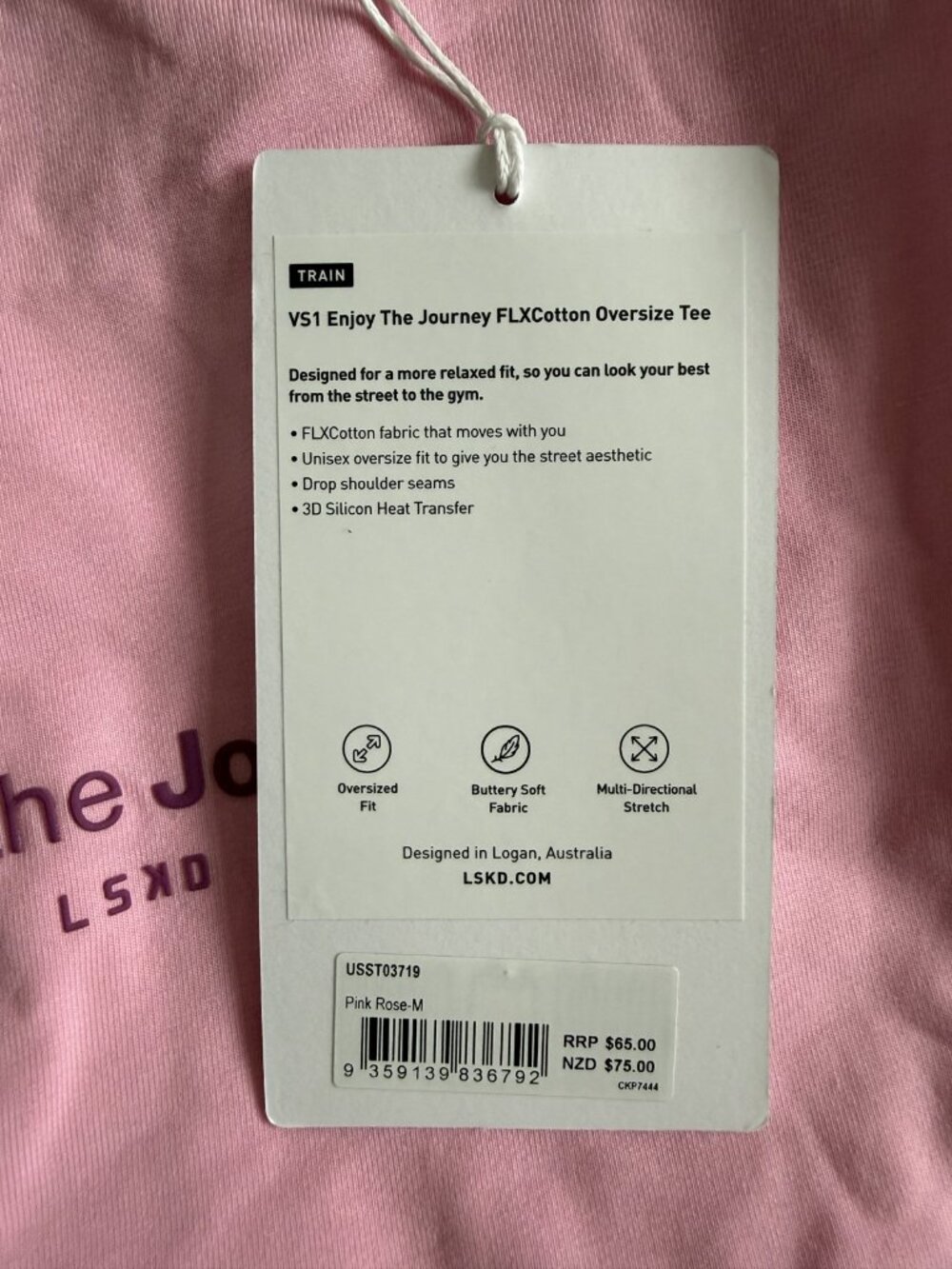 LSKD Enjoy The Journey FLXCotton Oversize Tee Unisex Pink M NWT - Picture 2 of 3